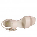 Sandale pour femmes avec boucle en cuir rose clair talon 3 - Pointures disponibles:  32, 35, 42, 44