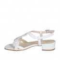 Sandalia para mujer en piel trensada blanca tacon 3 - Tallas disponibles:  32, 44