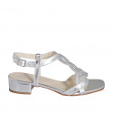 Sandale pour femmes en cuir tressé laminé argent talon 3 - Pointures disponibles:  32, 35