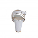 Sandale pour femmes en tissu scintillant argent talon 7 - Pointures disponibles:  32, 35