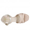 Sandalo da donna con cinturino in pelle rosa e laminata platino tacco 7 - Misure disponibili: 43