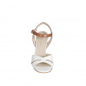 Sandale pour femmes avec courroie en cuir blanc et cognac talon 7 - Pointures disponibles:  35, 43, 45