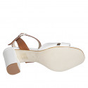 Woman's sandal in white and cognac brown leather with strap heel 7 - Available sizes:  35, 43, 45
