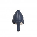 Pointy pump in blue leather heel 7 - Available sizes:  32, 35