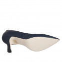 Zapato de salón a punta en piel azul tacon 7 - Tallas disponibles:  32, 35