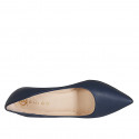 Zapato de salón a punta en piel azul tacon 7 - Tallas disponibles:  32, 35