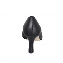 Women's pointy pump in black leather with heel 7 - Available sizes:  44