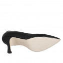 Zapato de salón puntiagudo para mujer en piel negra con tacon 7 - Tallas disponibles:  44