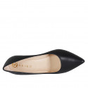 Women's pointy pump in black leather with heel 7 - Available sizes:  44