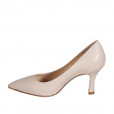 Woman's pointy pump shoe in light rose leather heel 7 - Available sizes:  42, 43