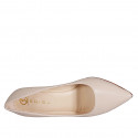 Zapato de salón puntiagudo para mujer en piel rosa claro tacon 7 - Tallas disponibles:  42, 43