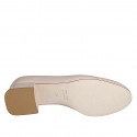 Mocasin pour femmes en cuir rose clair avec accessoire talon 4 - Pointures disponibles:  35