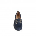 Mocassino da donna in pelle blu con accessorio tacco 4 - Misure disponibili: 35