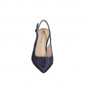 Slingback da donna in tessuto laminato glitterato blu tacco 7 - Misure disponibili: 32, 43