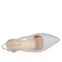 Slingback da donna in tessuto laminato glitterato argento tacco 7 - Misure disponibili: 35
