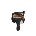 Slingback à bout pointu pour femmes en tissu laminé scintillant noir talon 7 - Pointures disponibles:  34