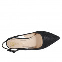 Slingback da donna in tessuto laminato glitterato nero tacco 7 - Misure disponibili: 34