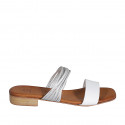 Woman's mules in white and silver laminated leather heel 2 - Available sizes:  32, 43, 44
