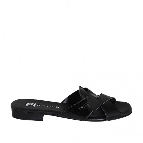 Sabo para mujer en charol negro tacon 2 - Tallas disponibles:  32, 33, 43