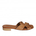 Mule para mujer en piel cognac tacon 2 - Tallas disponibles:  32