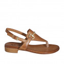 Sandale entredoigt pour femmes en cuir cognac avec accessoire talon 2 - Pointures disponibles:  32, 45