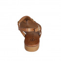 Sandale entredoigt pour femmes en cuir cognac avec accessoire talon 2 - Pointures disponibles:  32, 45