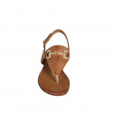 Woman's thong sandal in cognac brown leather with accessory heel 2 - Available sizes:  32, 45