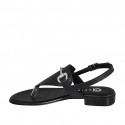 Woman's thong sandal in black leather with accessory heel 2 - Available sizes:  32, 42