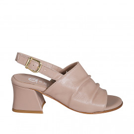 Sandale pour femmes en cuir rose talon 5 - Pointures disponibles:  35, 42