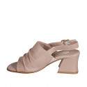 Sandale pour femmes en cuir rose talon 5 - Pointures disponibles:  35, 42