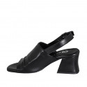 Sandale pour femmes en cuir noir talon 5 - Pointures disponibles:  32, 35