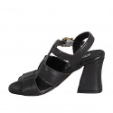 Sandalo con cinturino da donna in pelle marrone scuro tacco 7 - Misure disponibili: 32, 33, 34, 35, 42