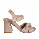 Sandale pour femmes avec courroie et nœud en cuir rose talon 7 - Pointures disponibles:  32, 35, 42