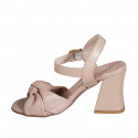 Woman's sandal with strap and knot in pink leather heel 7 - Available sizes:  32, 35, 42