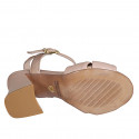 Sandalia para mujer con cinturon y nudo en cuir rose tacon 7 - Tallas disponibles:  32, 35, 42
