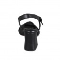 Sandalia para mujer con cinturon y nudo en cuir noir tacon 7 - Tallas disponibles:  42, 44, 45