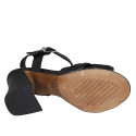 Sandalia para mujer con cinturon y nudo en cuir noir tacon 7 - Tallas disponibles:  42, 44, 45