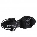 Sandale pour femmes avec courroie et nœud en cuir noir talon 7 - Pointures disponibles:  42, 44, 45