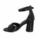 Woman's open shoe with strap in black patent leather heel 7 - Available sizes:  32, 35, 44