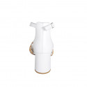Woman's open shoe with strap in white leather and multicolored raffia heel 7 - Available sizes:  32, 33, 35, 42, 43, 44