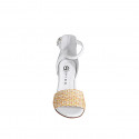 Woman's open shoe with strap in white leather and multicolored raffia heel 7 - Available sizes:  32, 33, 35, 42, 43, 44