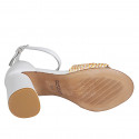 Woman's open shoe with strap in white leather and multicolored raffia heel 7 - Available sizes:  32, 33, 35, 42, 43, 44