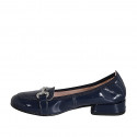 Woman's mocassin with accessory in blue patent leather heel 2 - Available sizes:  32