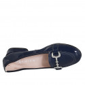 Mocassin pour femmes avec accessoire en cuir verni bleu talon 2 - Pointures disponibles:  32