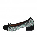Ballerine avec noeud et bout droit pour femmes en daim noir et tissu multicouleur talon 4 - Pointures disponibles:  32, 35, 42