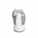 Ballerina da donna con fiocco e puntale in pelle bianca e tessuto multicolor tacco 4 - Misure disponibili: 32, 35, 42, 43, 44