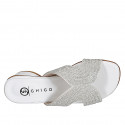Mule pour femmes en cuir blanc avec strass talon 3 - Pointures disponibles:  42