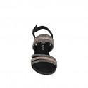 Sandale pour femmes en cuir noir avec strass cuivre et argent talon 2 - Pointures disponibles:  35