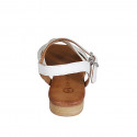 Sandale pour femmes en cuir et tissu corde blanc avec courroie, strass et talon 2 - Pointures disponibles:  32, 35
