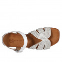 Sandale pour femmes en cuir et tissu corde blanc avec courroie, strass et talon 2 - Pointures disponibles:  32, 35